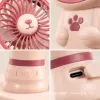 Three cartoon bear-shaped portable fans are available in pink, gray, purple, blue and white. They are decorated with paw prints and have a detachable base Application Scenario